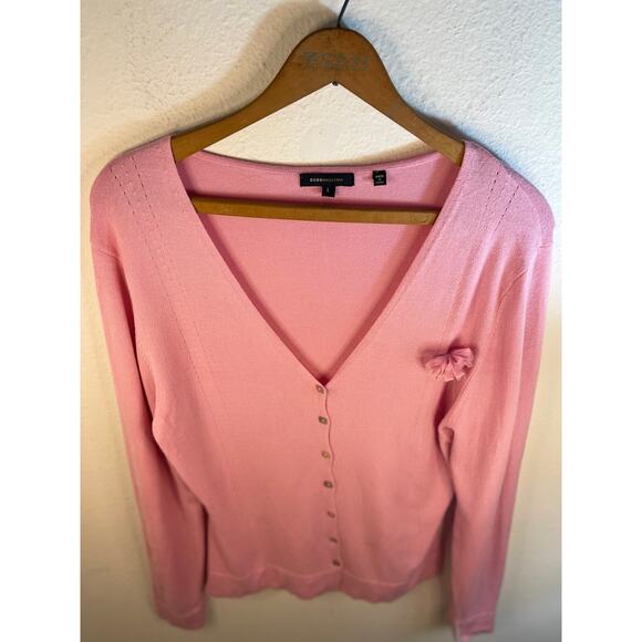Pink BCBG Maxazria Y2K Granny Sweater Women Size L Office Modest Career Preppy - Picture 5 of 7
